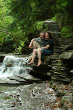 Andy and Becca chilling on the rocks